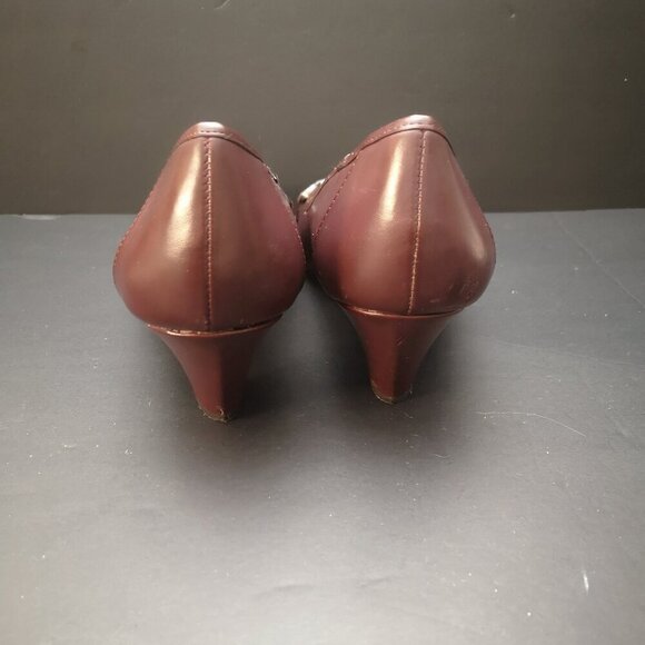 Naturalizer Ladies Size 9 Burgundy Faux Leather Susy Heeled Pumps - Picture 5 of 10